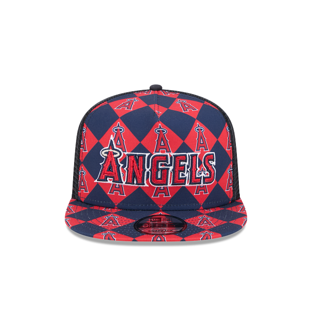 ANAHEIM ANGELS NEW ERA 9FIFTY BLUE/RED CHECKERED TRUCKER SNAPBACK HAT