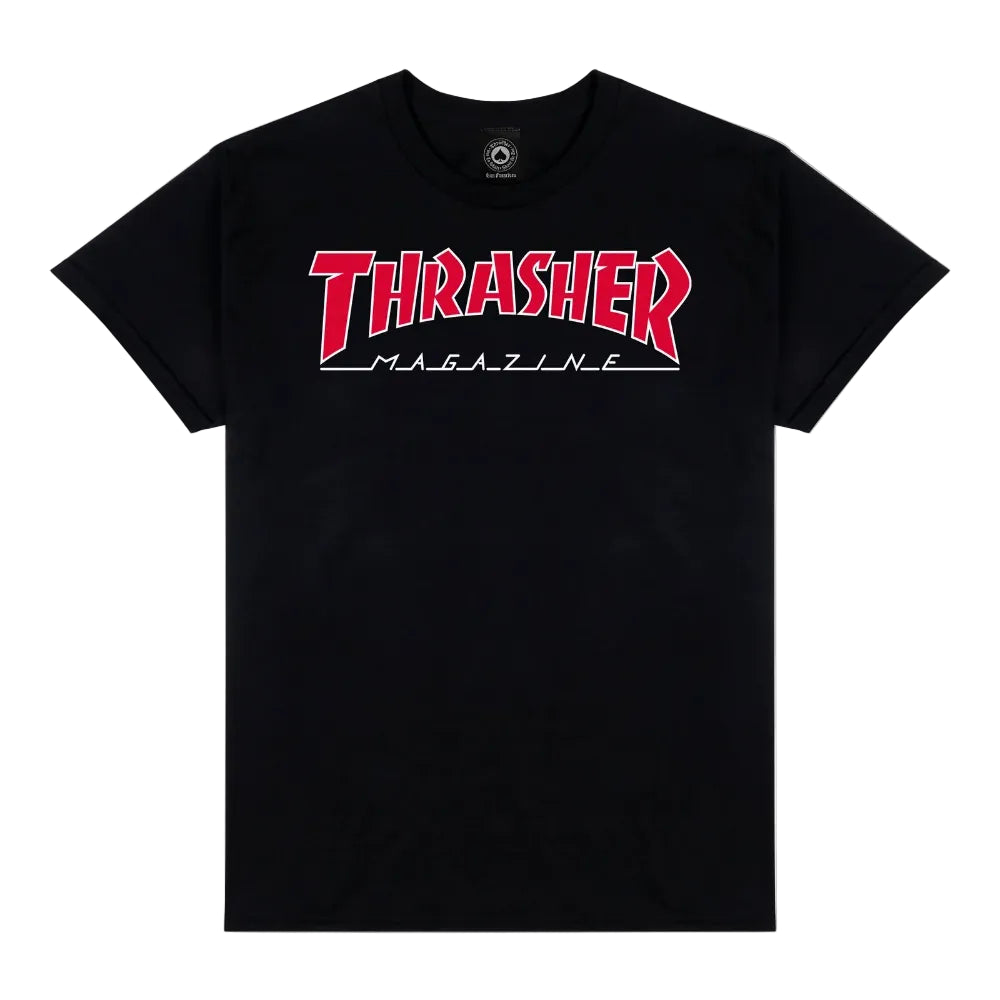 THRASHER SKATE MAG OUTLINE LOGO T-SHIRT - BLACK/RED