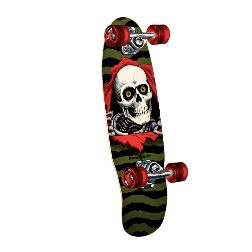 POWELL PERALTA MINI RIPPER BIRCH SKATEBOARD GREEN/BLACK COMPLETE - 7.5"