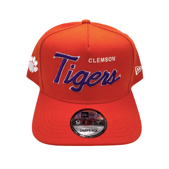 CLEMSON TIGERS 9FIFTY A-FRAME NEW ERA NCAA ORANGE SCRIPT SNAPBACK HAT