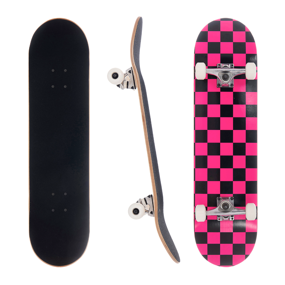 Awaken 8 inch Pink Checkerboard Complete Skateboard