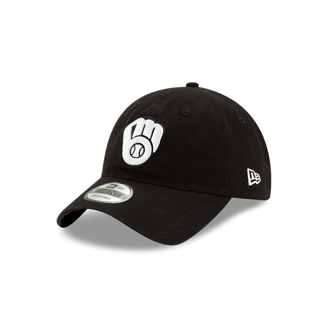 MILWAUKEE BREWERS NEW ERA 9TWENTY CORE CLASSIC BLACK & WHITE ADJUSTABLE HAT