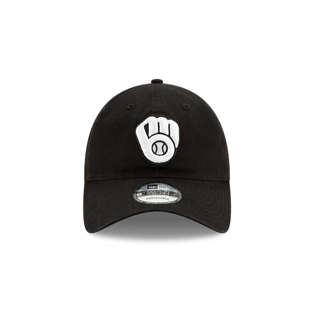 MILWAUKEE BREWERS NEW ERA 9TWENTY CORE CLASSIC BLACK & WHITE ADJUSTABLE HAT