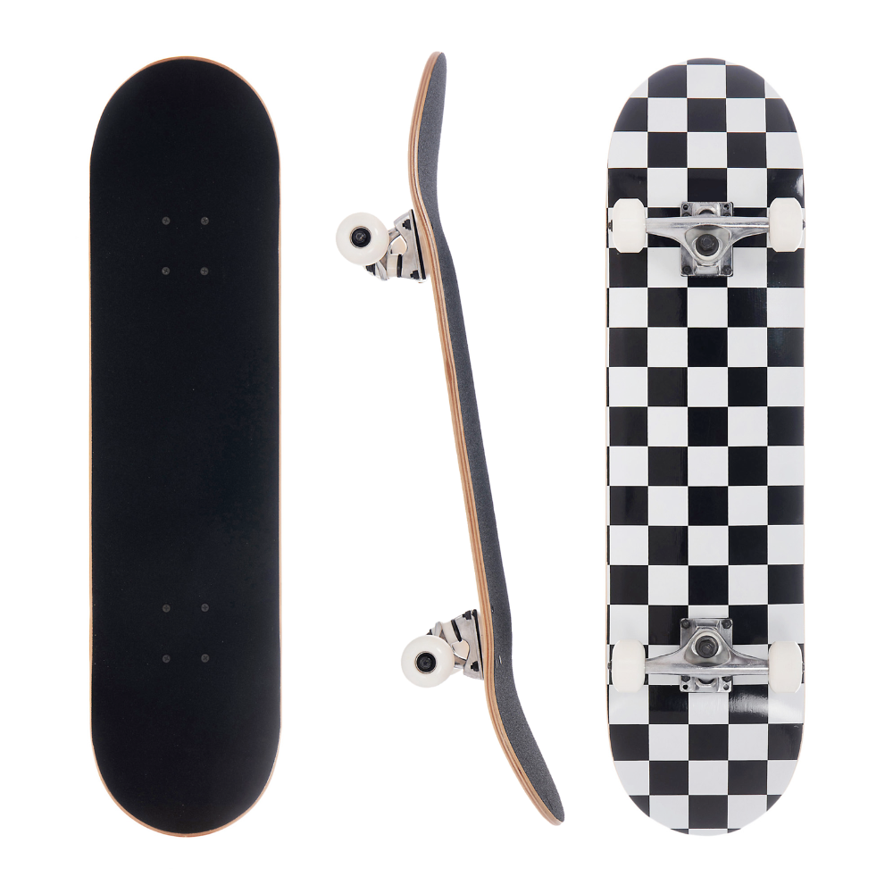 Awaken 8 inch White Checkerboard Complete Skateboard