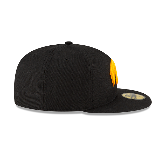 IOWA HAWKEYES 59FIFTY NEW ERA BLACK WITH YELLOW LOGO FITTED HAT