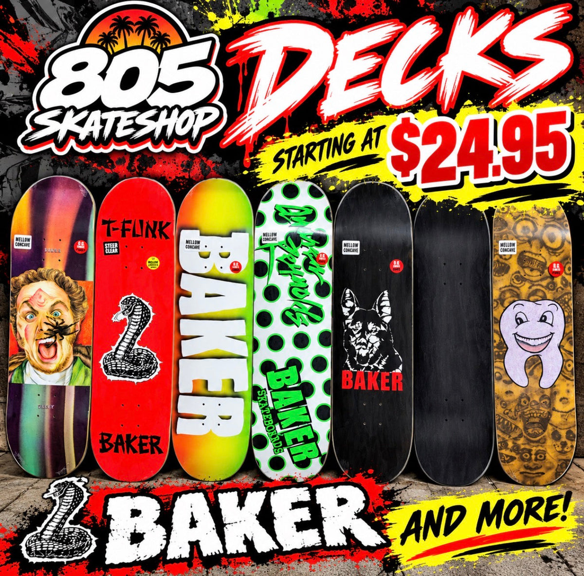 805 Skateshop decks starting at $24.95 - Baker and more