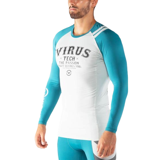 VIRUS ECO45 MEN'S FLY RASHGUARD LONGSLEEVE SHIRT - BAY BLUE/WHITE