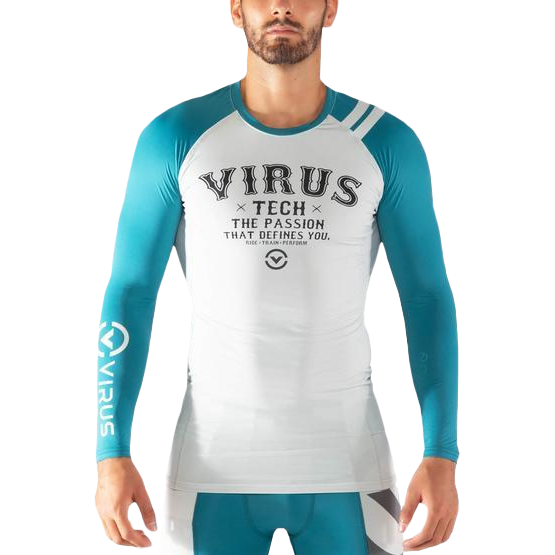 VIRUS ECO45 MEN'S FLY RASHGUARD LONGSLEEVE SHIRT - BAY BLUE/WHITE