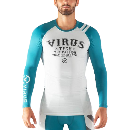 VIRUS ECO45 MEN'S FLY RASHGUARD LONGSLEEVE SHIRT - BAY BLUE/WHITE