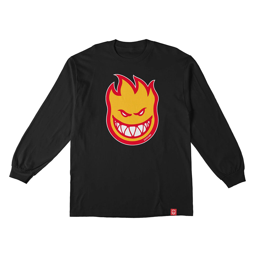 SPITFIRE BIGHEAD FILL L/S TEE BLACK w/ GOLD & RED PRINT