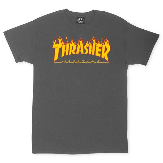 Thrasher Flame Logo T-Shirt Gray