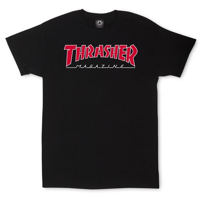 Thrasher Skate Mag Outline Logo T-Shirt Black With Red