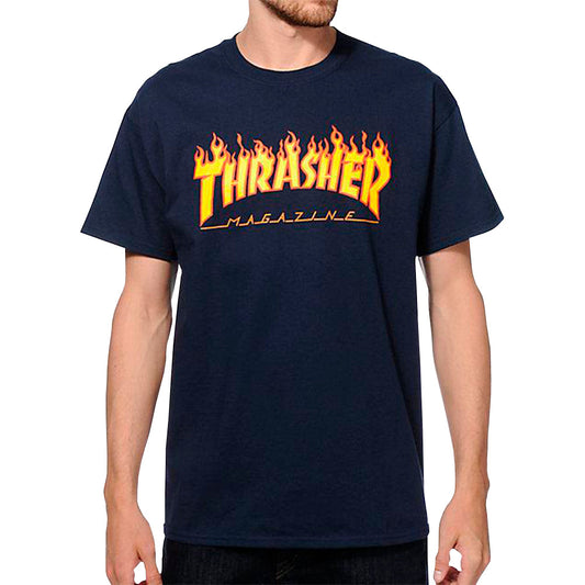 Thrasher Flame Logo T-Shirt Navy