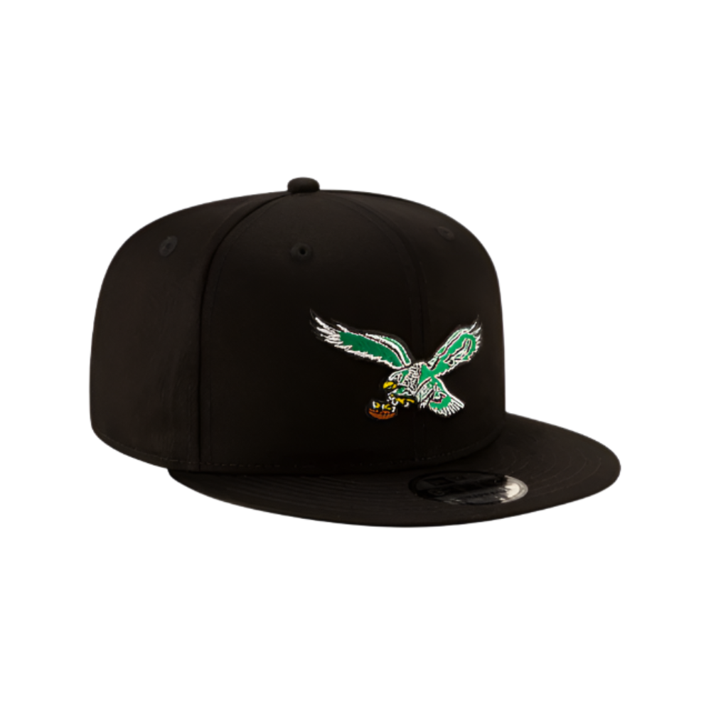 PHILADELPHIA EAGLES 9FIFTY NEW ERA BLACK AND GREEN SNAPBACK HAT