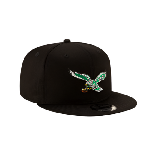 PHILADELPHIA EAGLES 9FIFTY NEW ERA BLACK AND GREEN SNAPBACK HAT