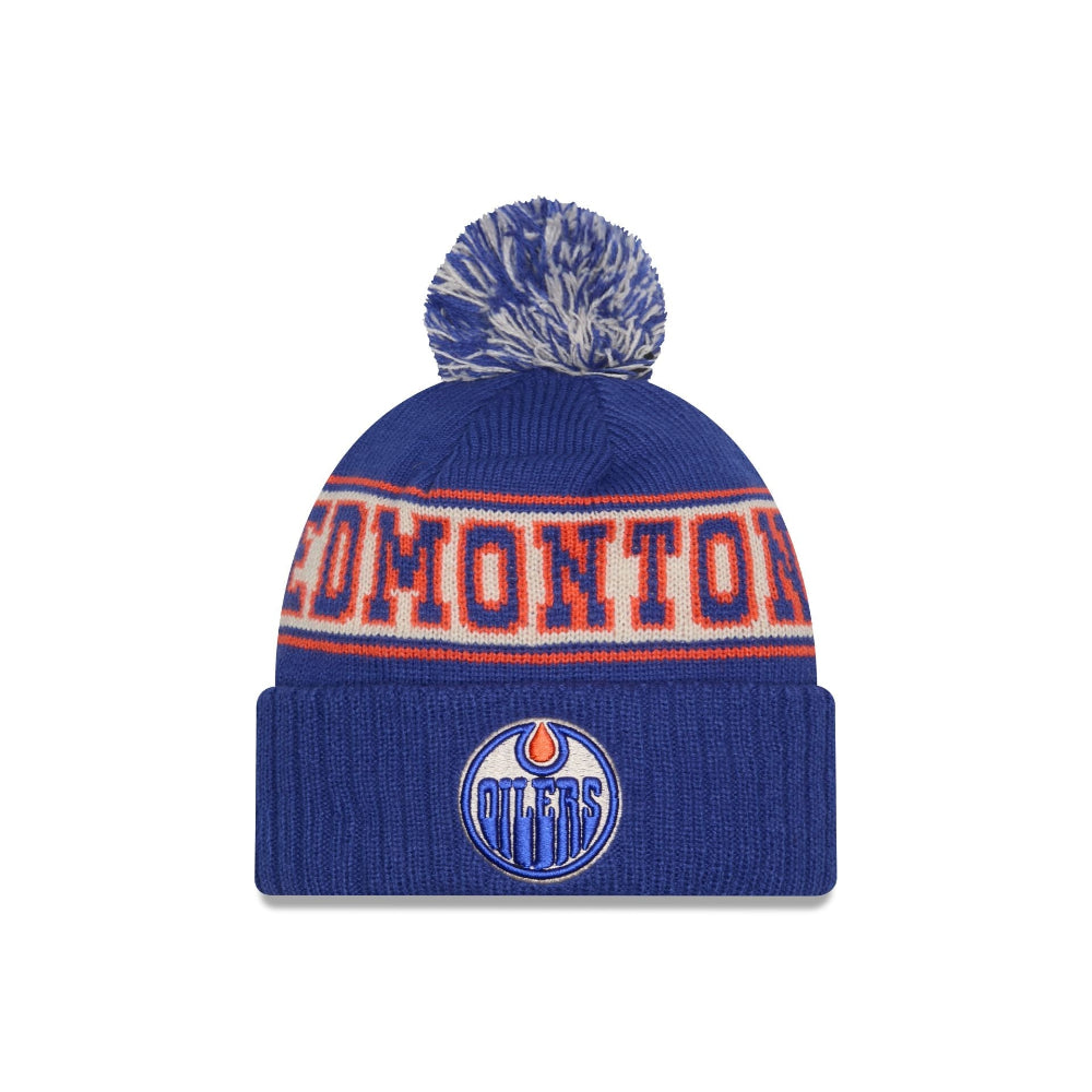 EDMONTON OILERS New Era Retro Pom Knit Beanie front