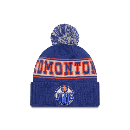 EDMONTON OILERS New Era Retro Pom Knit Beanie front