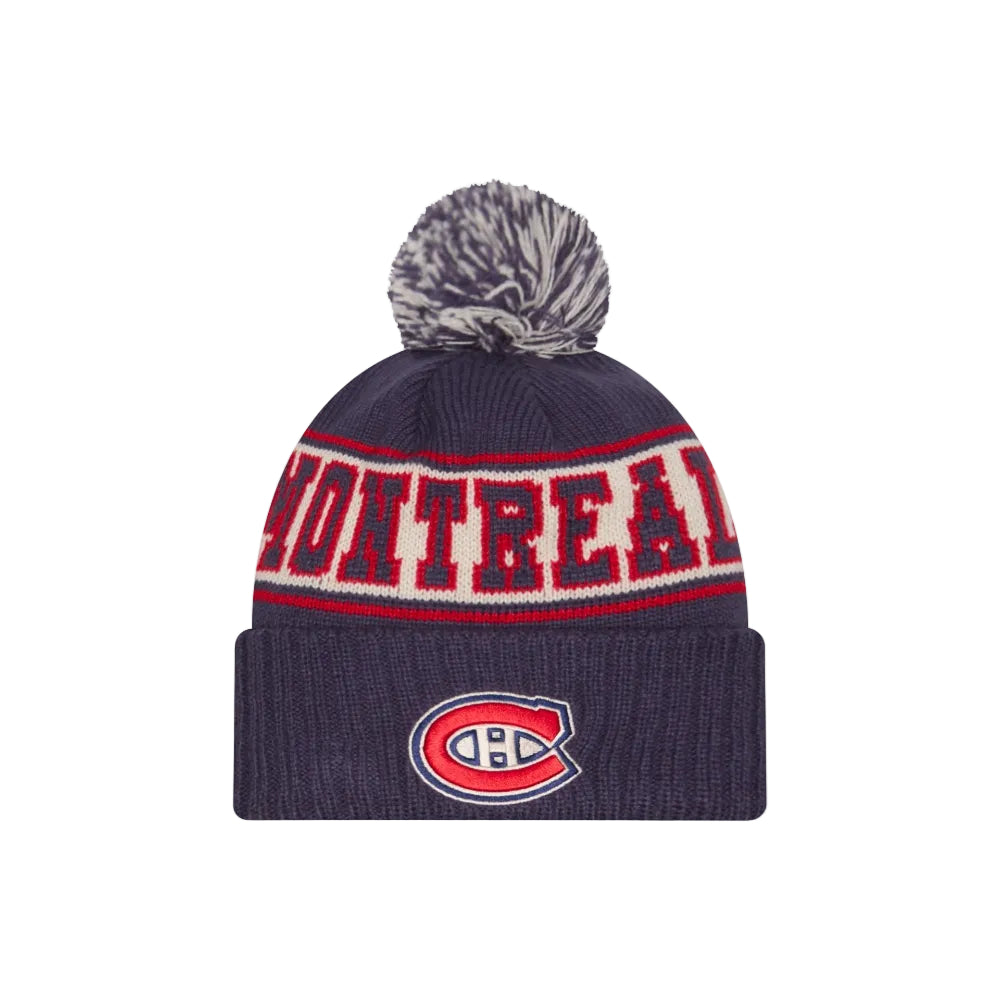 MONTREAL CANADIENS New Era Retro Pom Knit Beanie front