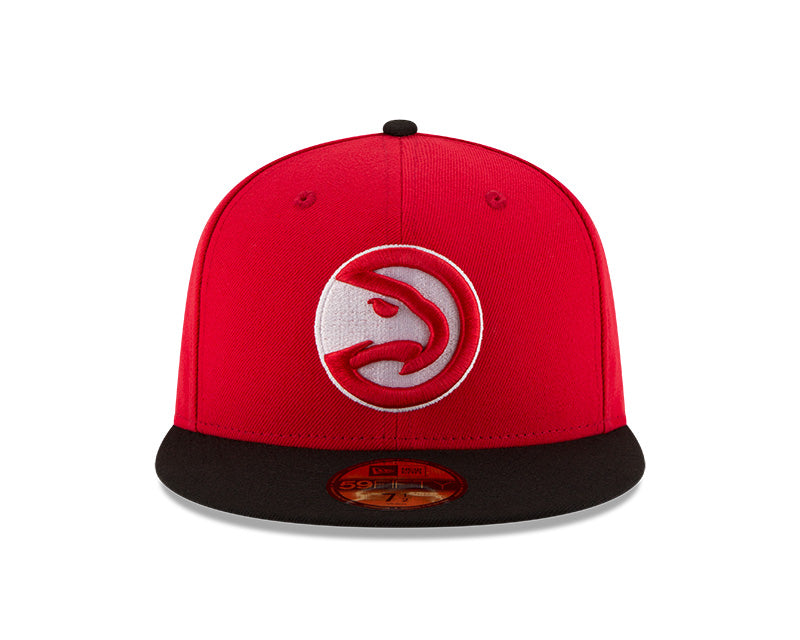 ATLANTA HAWKS 59FIFTY NEW ERA 2TONE RED AND BLACK FITTED HAT