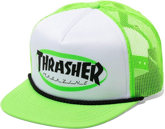 THRASHER ELLIPSE MAG LOGO TRUCKER ROPE SNAPBACK HAT GREEN