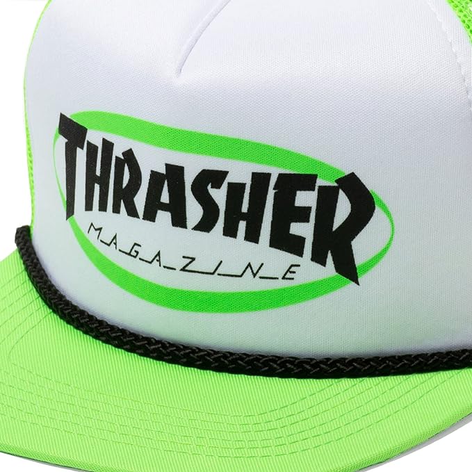 THRASHER ELLIPSE MAG LOGO TRUCKER ROPE SNAPBACK HAT GREEN