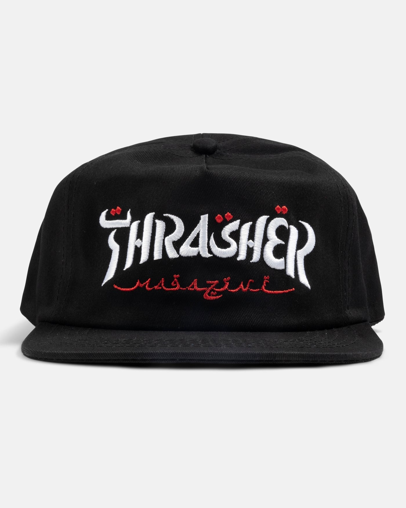 THRASHER CALLIGRAPHY SNAPBACK HAT BLACK