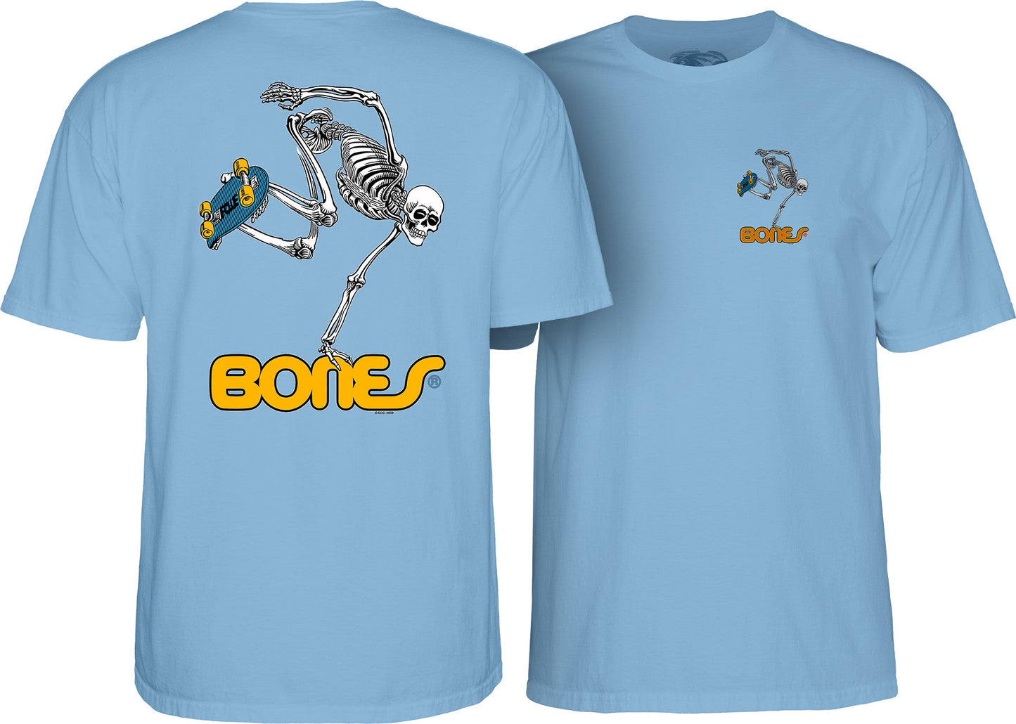 Powell Peralta Skateboarding Skeleton T-Shirt Powder Blue