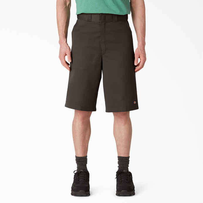 DICKIES LOOSE FIT TWILL WORK SHORTS, 13" - DARK BROWN