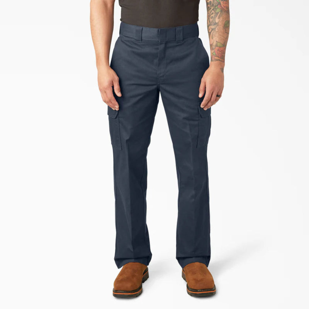 DICKIES RELAXED FIT STRAIGHT LEG CARGO WORK PANTS- DARK NAVY