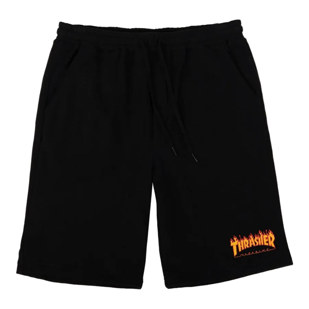 THRASHER FLAME LOGO P.E. SHORTS - BLACK
