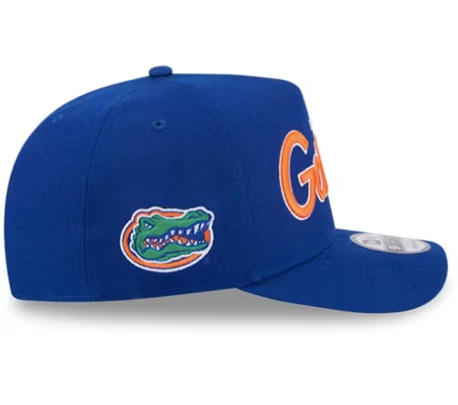 FLORIDA GATORS 9FIFTY A-FRAME NEW ERA NCAA BLUE SCRIPT SNAPBACK HAT