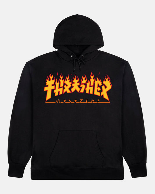 THRASHER GODZILLA FLAME HOODIE - BLACK