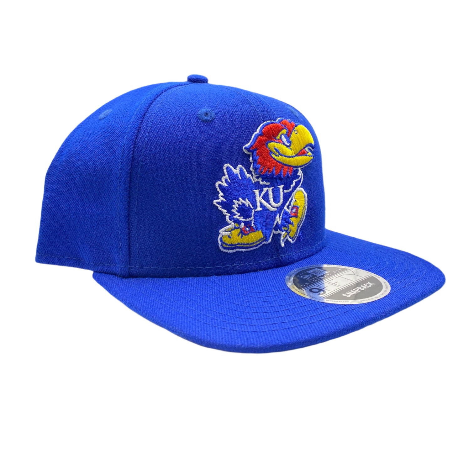 KANSAS JAYHAWKS 9FIFTY NEW ERA BLUE LOGO COLLEGE SNAPBACK HAT