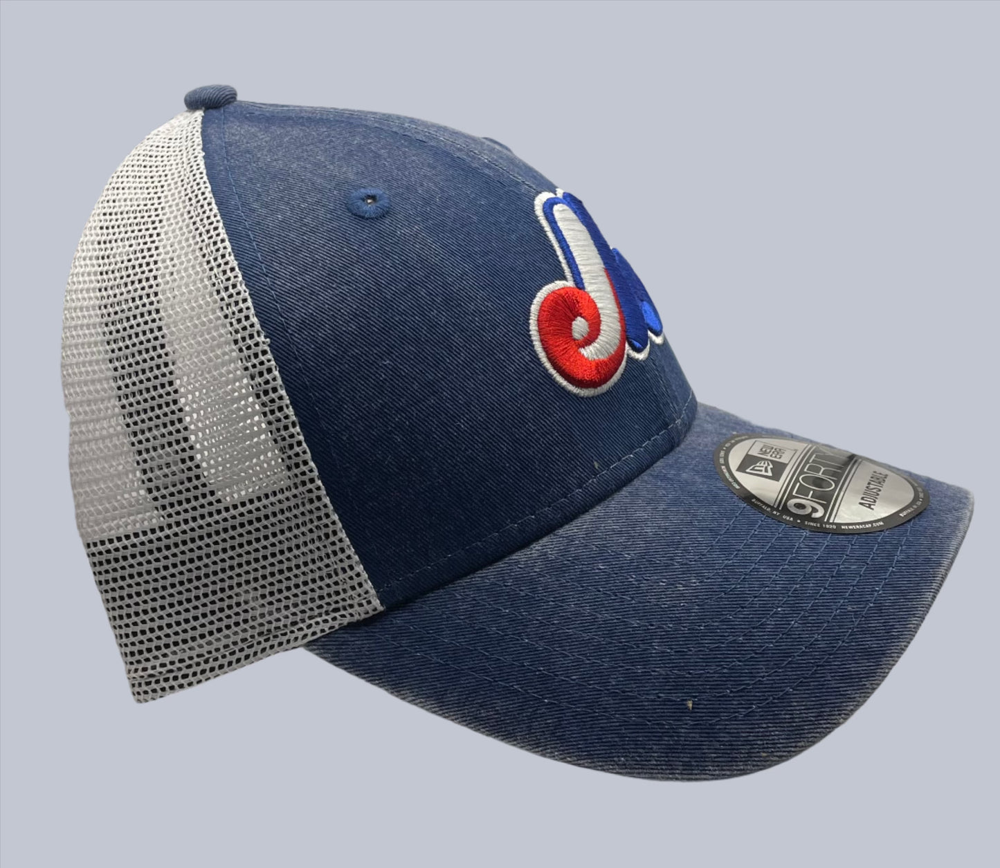 MONTREAL EXPOS 9FORTY NEW ERA 1969 COOPERSTOWN WASHED TRUCKER SNAPBACK HAT