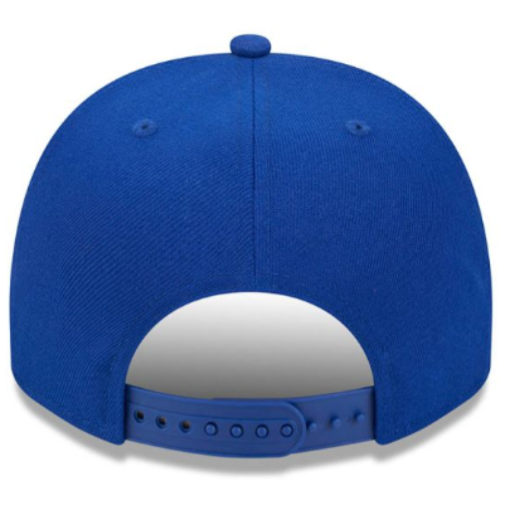 KANSAS JAYHAWKS 9FIFTY A-FRAME NEW ERA NCAA BLUE SCRIPT SNAPBACK HAT