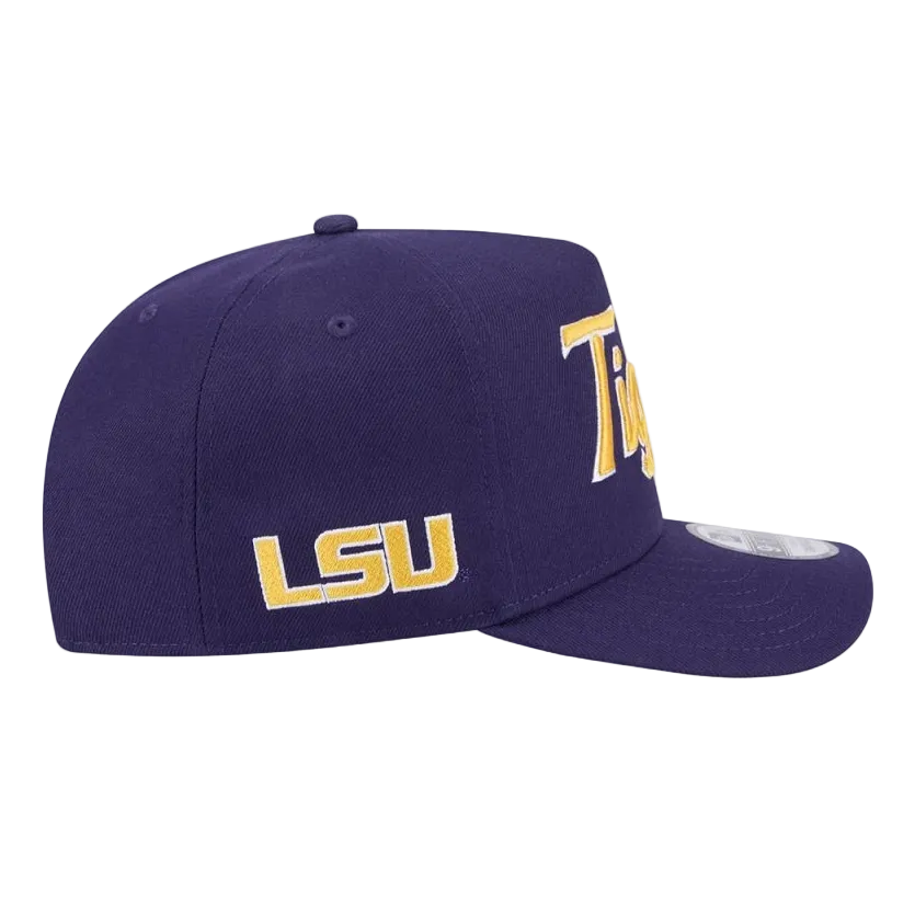 LSU TIGERS 9FIFTY A-FRAME NEW ERA NCAA PURPLE SCRIPT SNAPBACK HAT