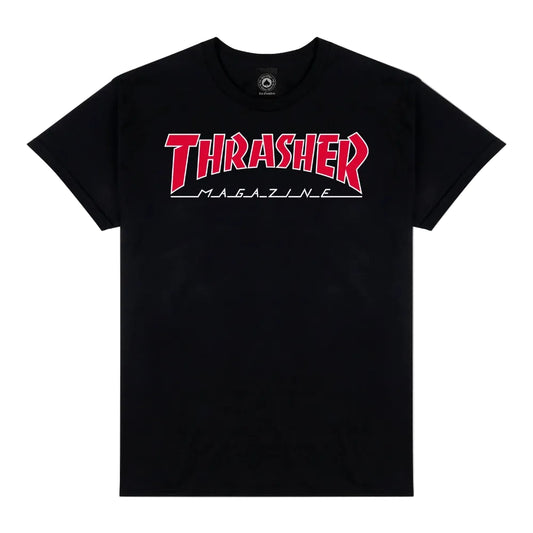 THRASHER SKATE MAG OUTLINE LOGO T-SHIRT - BLACK/RED