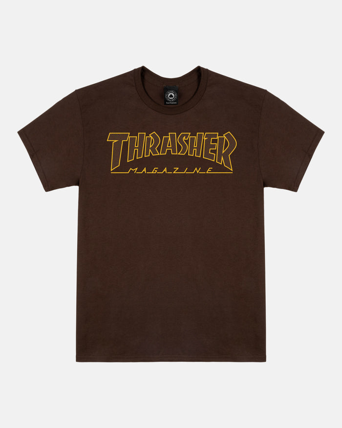 Thrasher Skate Mag Outline Logo T-Shirt Dark Brown