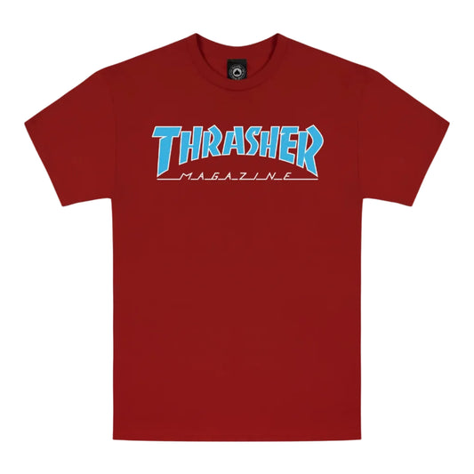 THRASHER SKATE MAG OUTLINE LOGO T-SHIRT - RED/BLUE