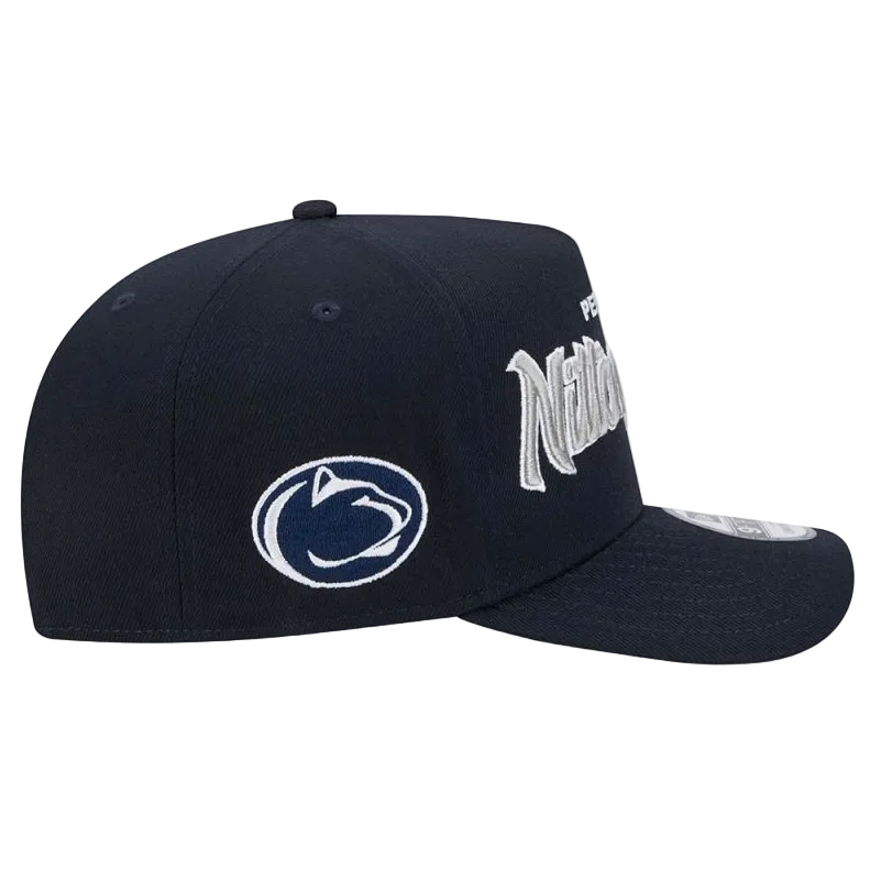 PENN STATE NITTANY LIONS 9FIFTY A-FRAME NEW ERA NCAA NAVY SCRIPT SNAPBACK HAT