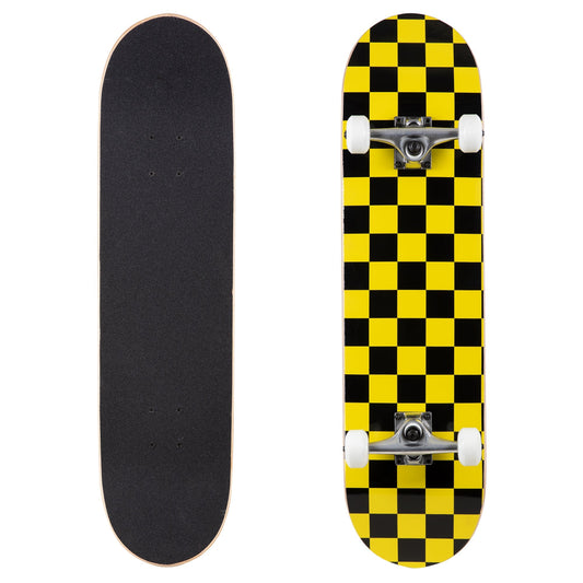 Runner 8 inch Checker Yellow Complete Skateboard