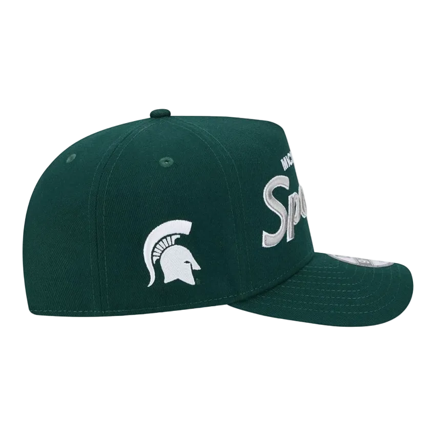 MICHIGAN STATE SPARTANS 9FIFTY A-FRAME NEW ERA NCAA GREEN SCRIPT SNAPBACK HAT