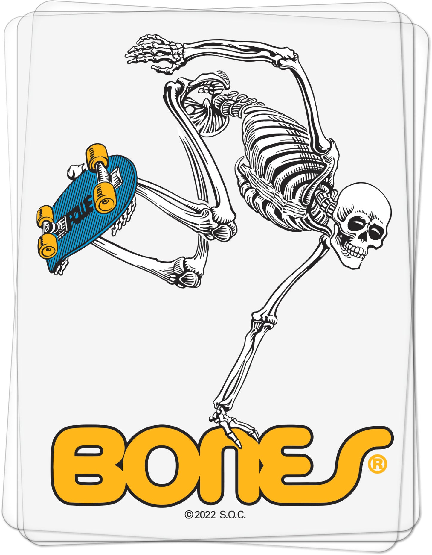 POWELL PERALTA SKATEBOARDING SKELETON CLEAR STICKER 20 PK