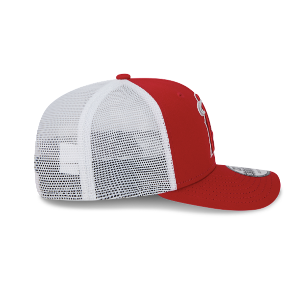 ANAHEIM ANGELS NEW ERA 9SEVENTY ADJUSTABLE RED SNAPBACK TRUCKER HAT
