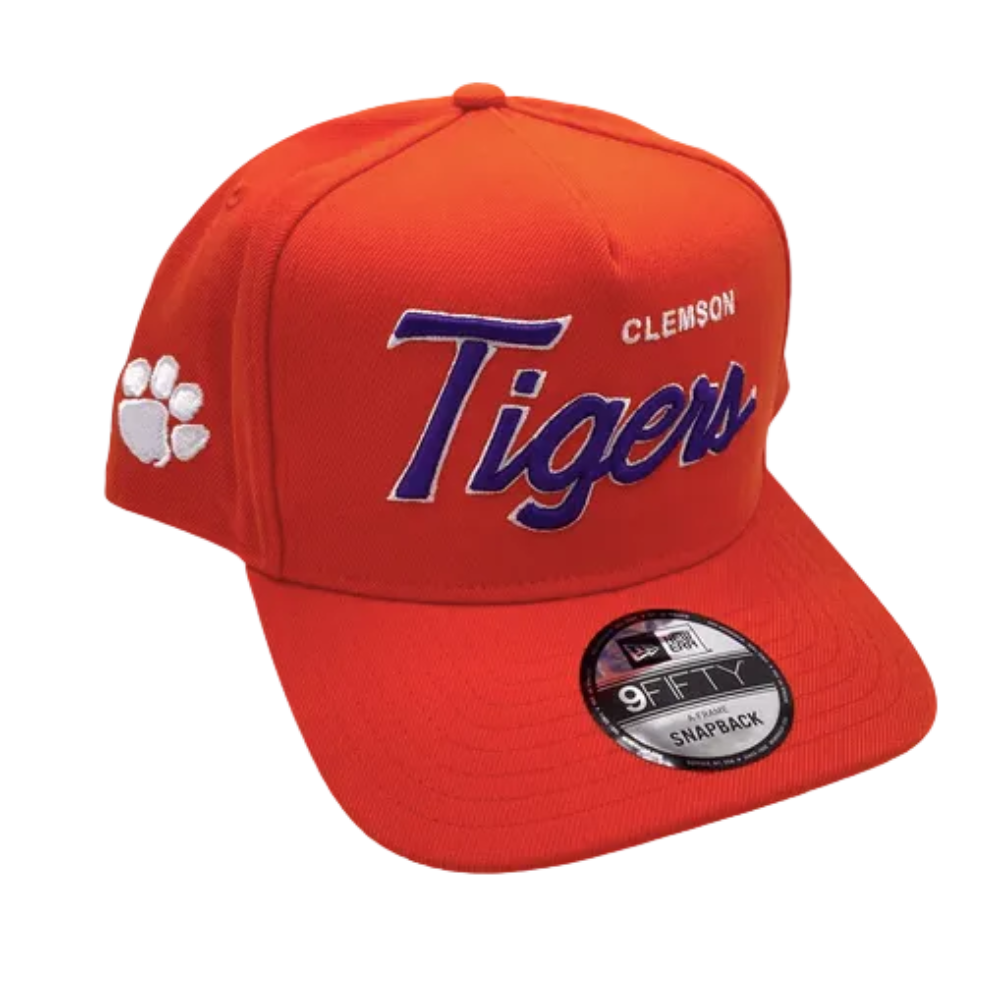 CLEMSON TIGERS 9FIFTY A-FRAME NEW ERA NCAA ORANGE SCRIPT SNAPBACK HAT