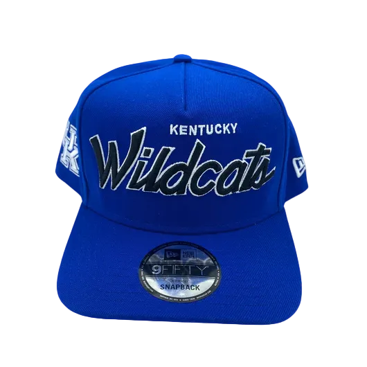 KENTUCKY WILDCATS 9FIFTY A-FRAME NEW ERA NCAA BLUE SCRIPT SNAPBACK HAT