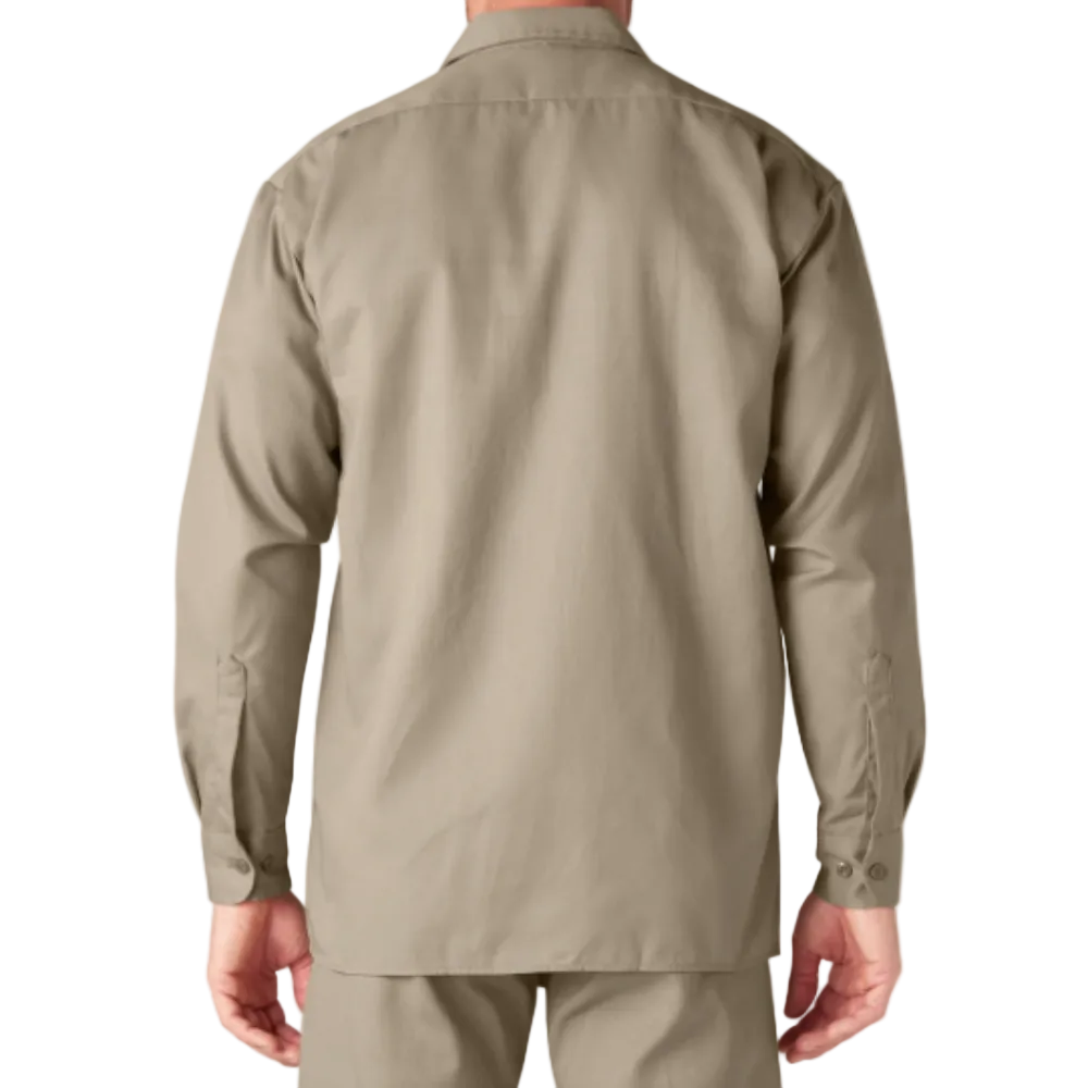 DICKIES RELAXED FIT LONG SLEEVE WORK SHIRT - DESERT SAND