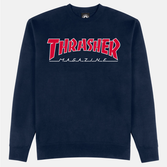 THRASHER SKATE MAG OUTLINE CREWNECK SWEATSHIRT - NAVY