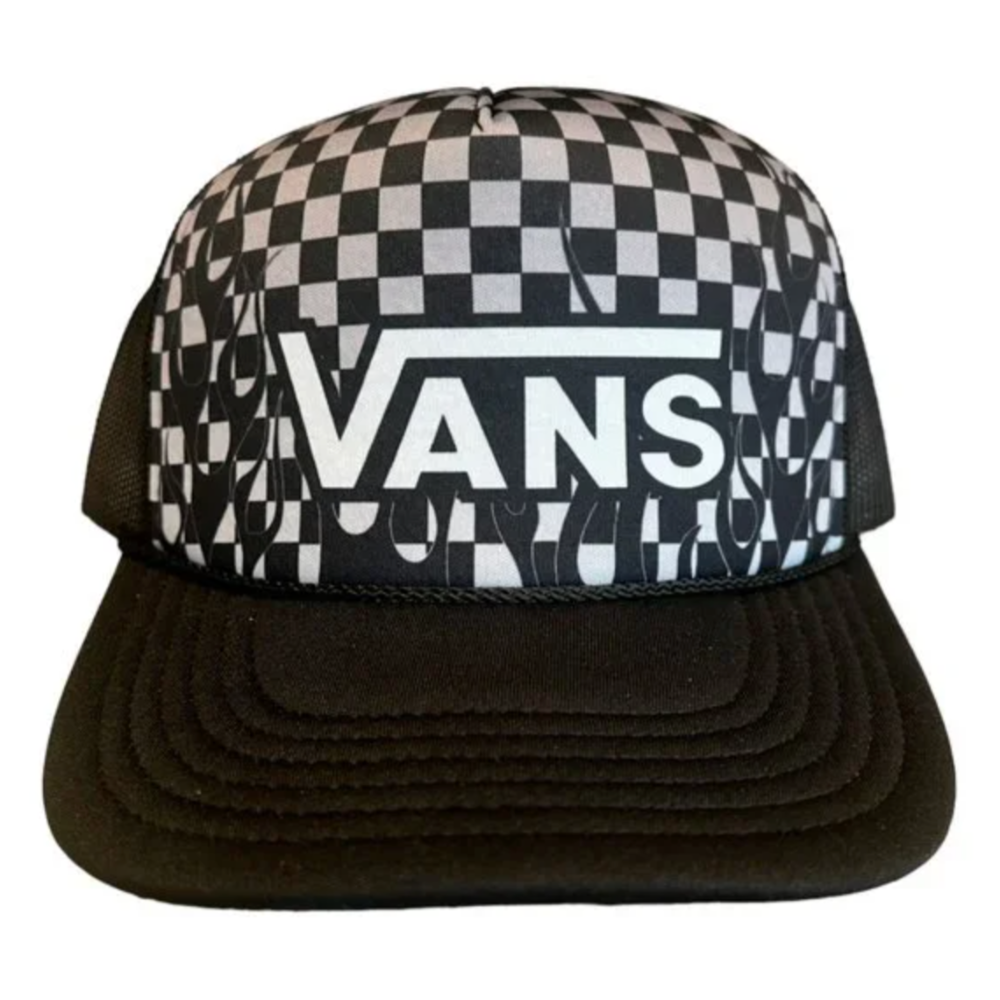 VANS Otto Classic Flame Checkered Trucker Snapback Hat