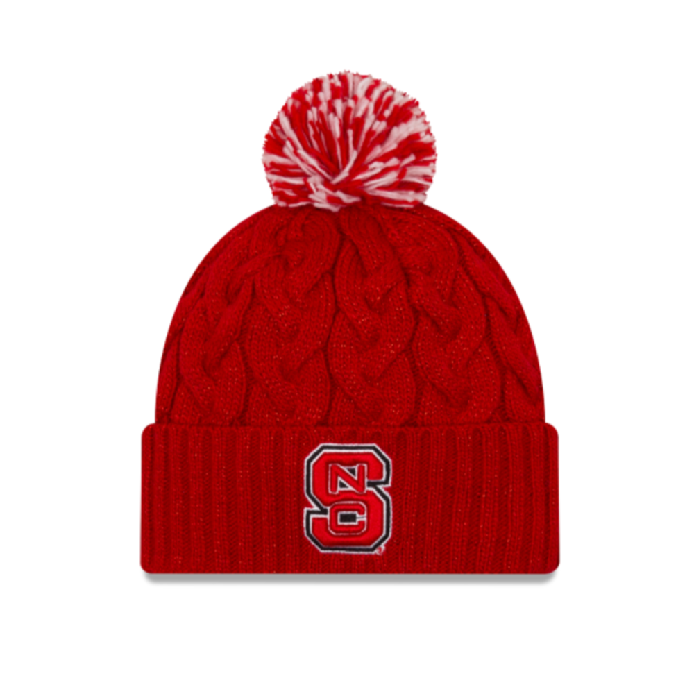 NORTH CAROLINA STATE WOLFPACK WOMEN'S NEW ERA CABLE KNIT RED BEANIE